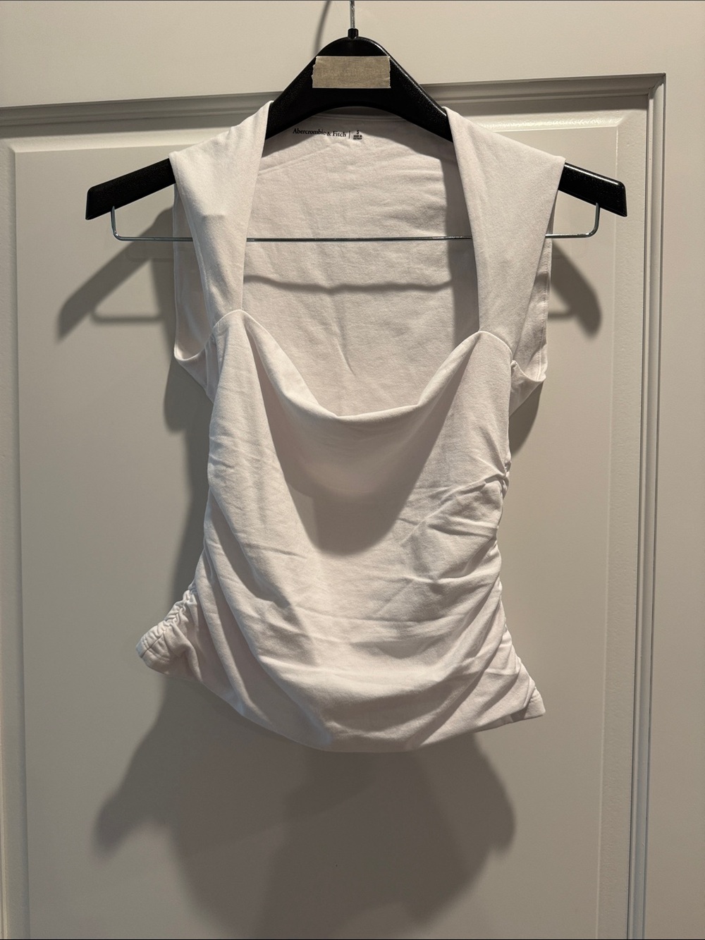 Abercrombie & Fitch White Draped Cowl-Neck Camisole